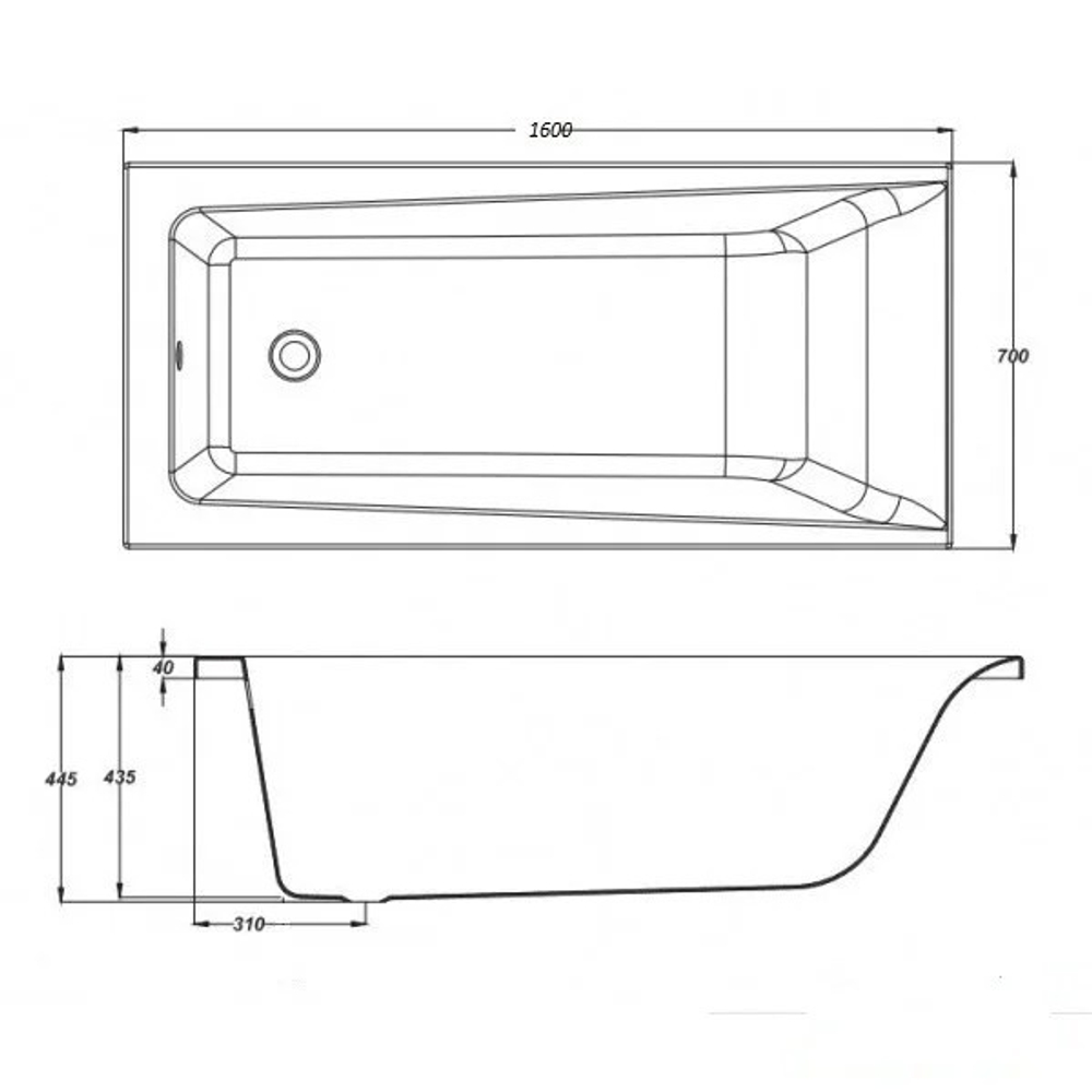 Ванна прямоугольная LORENA 160x70