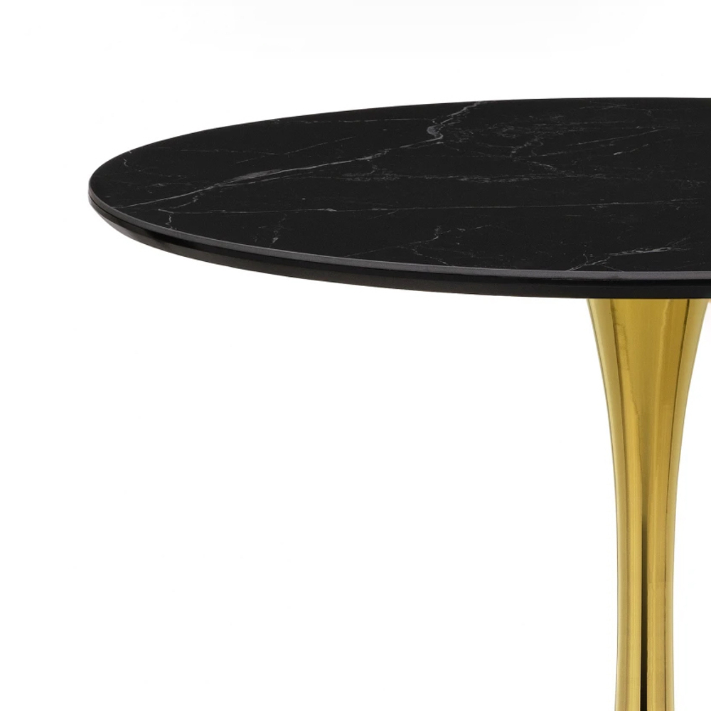 Керамический стол Woodville Тулип 90х73 черный мрамор, золото