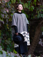 Бохо-накидка из фактурного хлопка (черный с полосами/ромб)