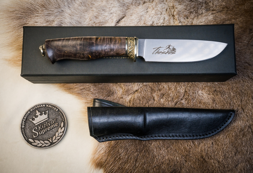 Охотничий нож Theseus M390 Satin темная рукоять