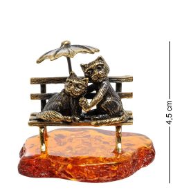 Народные промыслы AM-1794 Фигурка «Коты под зонтом» (латунь, янтарь)