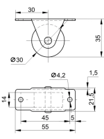 Колесо для мебели ролик для дивана 4 штуки
