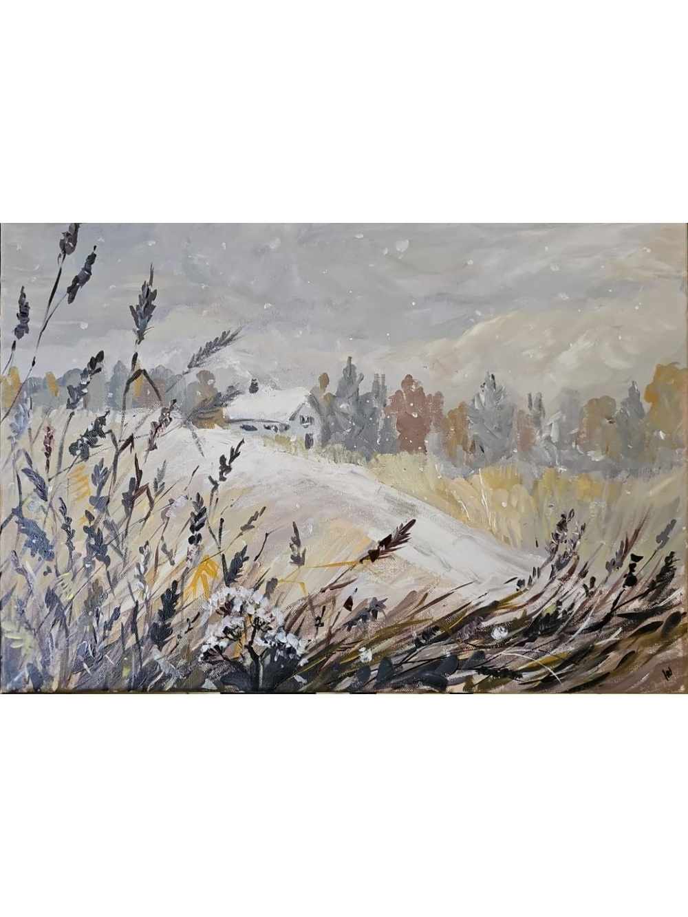 Картина интерьерная на холсте 38*55 см для интерьера "Начало зимы"
