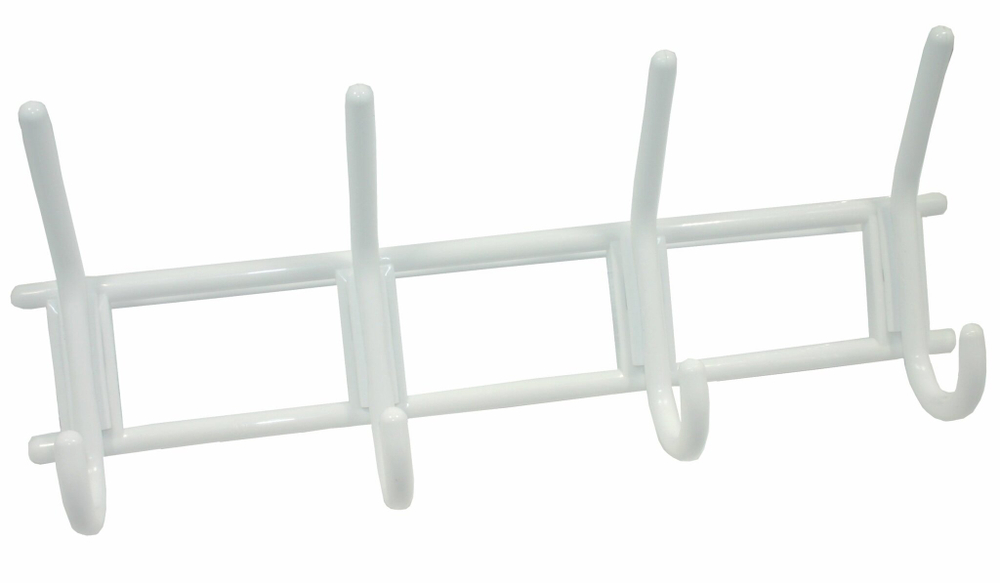 ВЕШАЛКА 4-Х КРЮЧКОВАЯ СНЕЖНО-БЕЛАЯ. ПЛАСТ