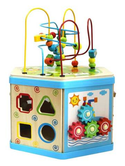 Деревянный куб-лабиринт 7 в 1