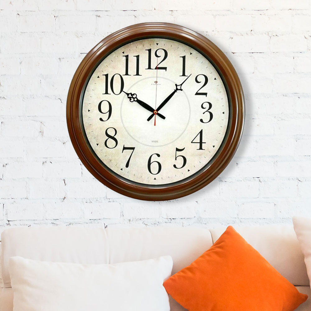 Часы настенные круглые d48см "Классика", корпус коричневый