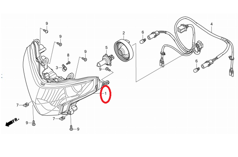 33110-KYJ-901 (33110-KYJ-881). HEADLIGHT UNIT COMP. Headlight Honda CBR250R/RA 2011-2014, CTX700. OEM