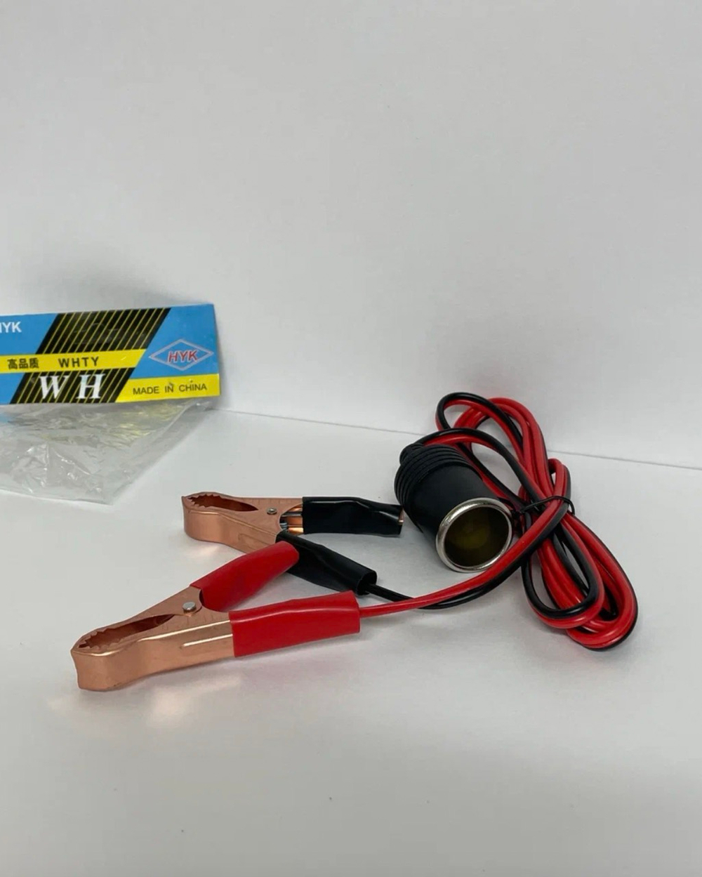 Удлинитель (135 см) прикуривателя HYK с большими крокодилами, медные (1 шт.)