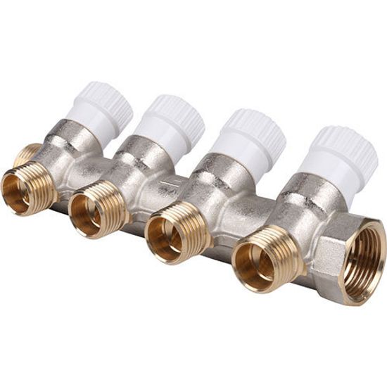 Коллектор распределительный Stout 3/4"x1/2" - 4 отвода «плоское уплотнение» SMB 6852 341204