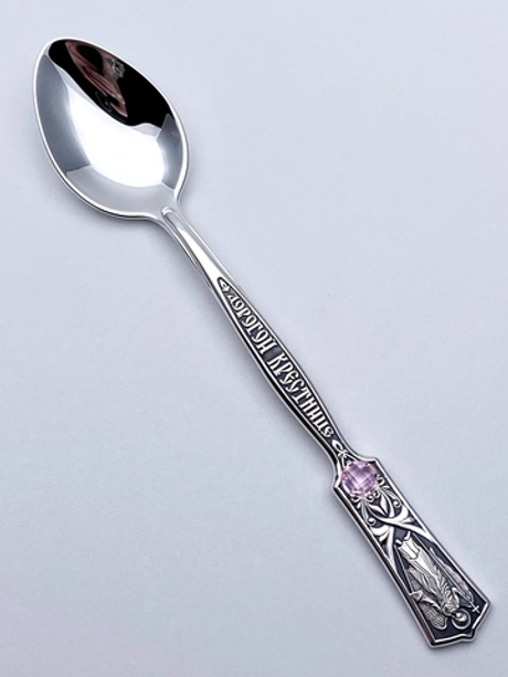 Ложка из серебра /Частичное чернение/С камнями