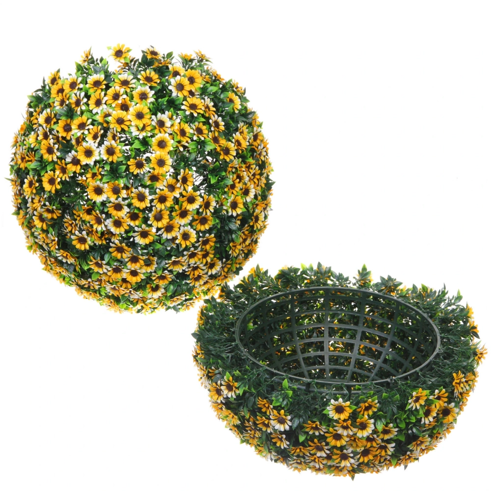 Искусственное растение шар «Самшит» цветы оранжевые D-45см Ultramarine