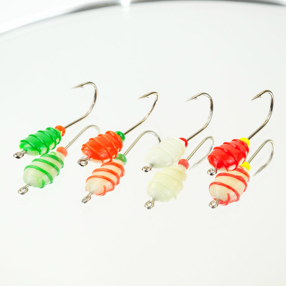 Мормышка фосфорная плавающая Lumicom 107, №4 Long+,ABC (набор 32шт)