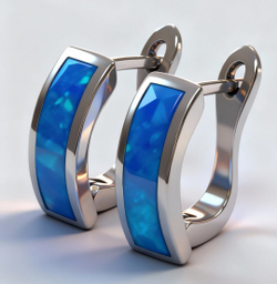 Ювелирные серьги из серебра 925 пробы с опалом