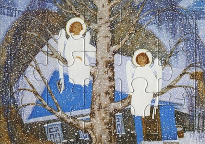 Пазлы детские, серия "Зима", 15 элементов, в ассортименте