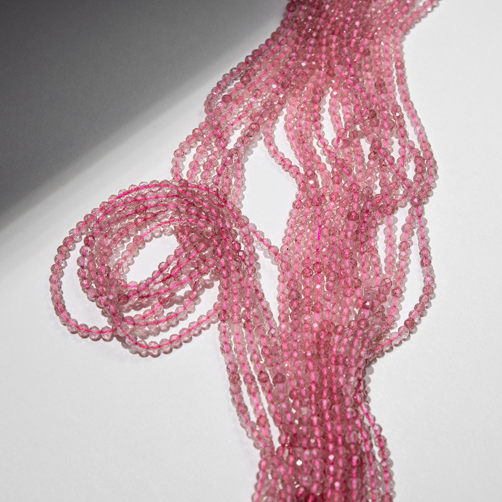 Клубничный кварц натуральный, бусины в форме шара 3,2мм, микроогранка