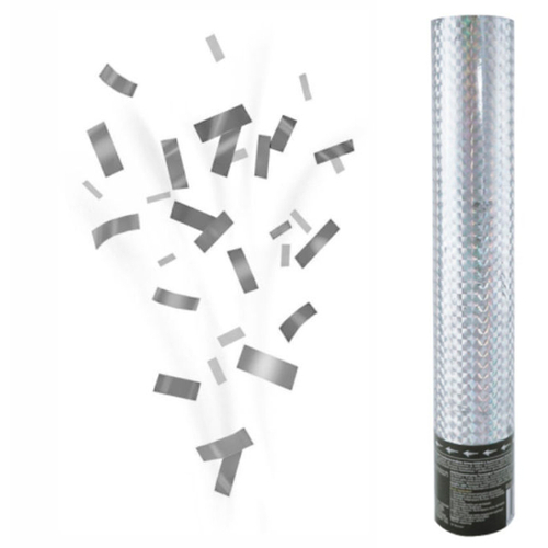 Пневмохлопушка "Голография" Серебряное конфетти