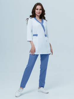 Медицинская блуза белая с накладными карманами женская/униформа для медиков/медодежда Медис