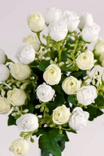 Букет мини-розочек белый 23см