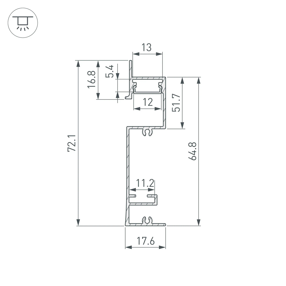 Профиль PLINTUS-H73-F-2000 BLACK (Arlight, Алюминий) 043480