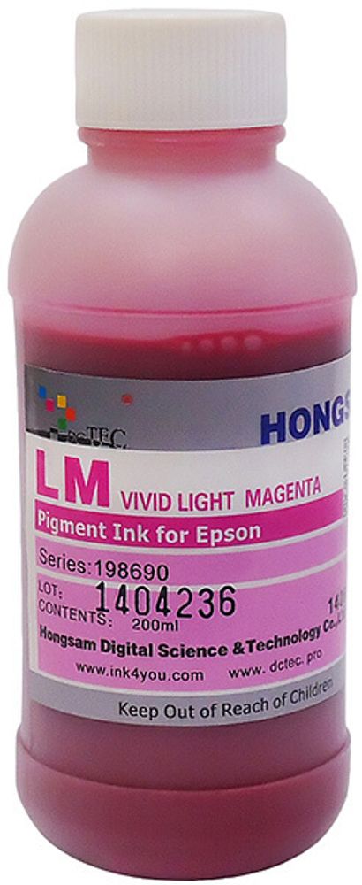 Чернила DCTec — HONGSAM пигментные для Epson серия: 198690 - Light Magenta (Светло пурпурный) 200 мл.