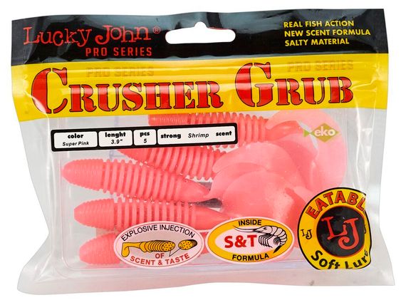Твистеры съедобные LJ Pro Series CRUSHER GRUB 3,9in (9,9 см), цв. F05, 5 шт.