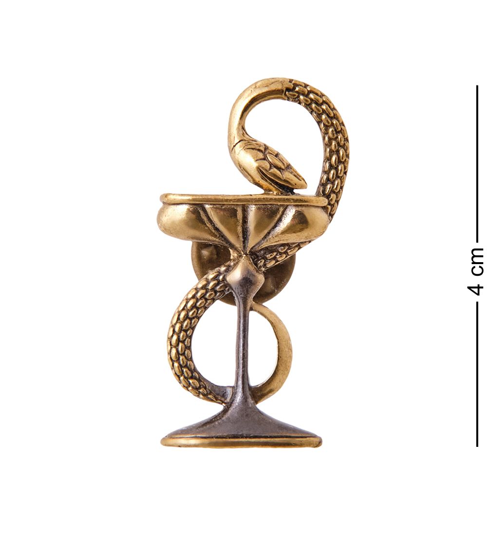 AM-3445 Брошь «Змейка Медицина» (латунь, янтарь)