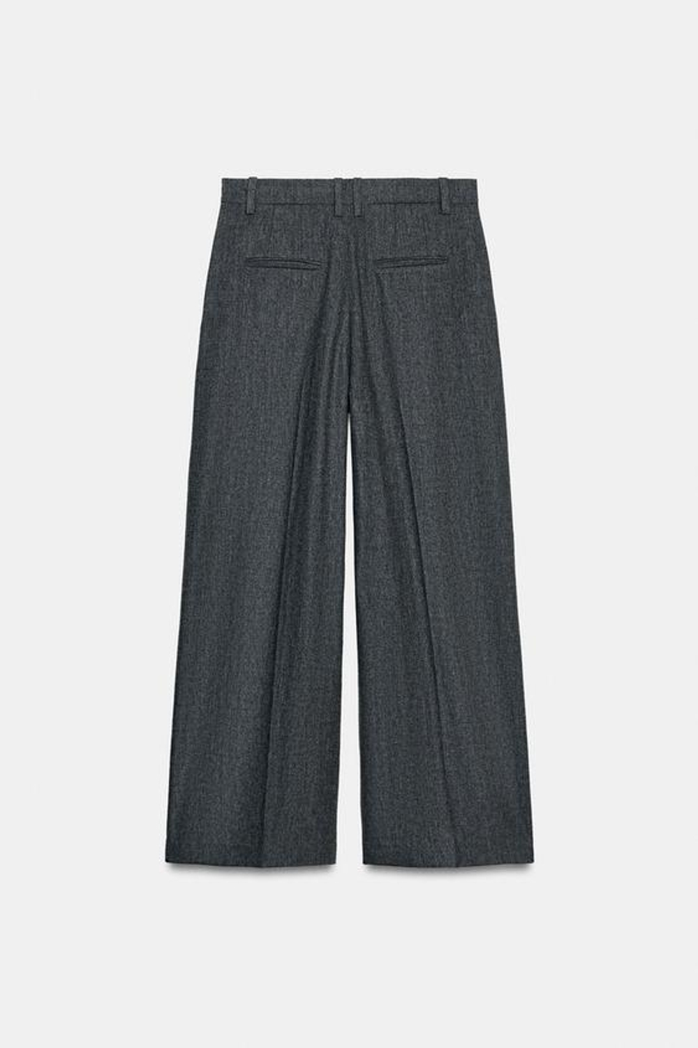 ZARA БРЮКИ WIDE-LEG С ЗАЩИПАМИ — ZW COLLECTION, СЕРЫЙ