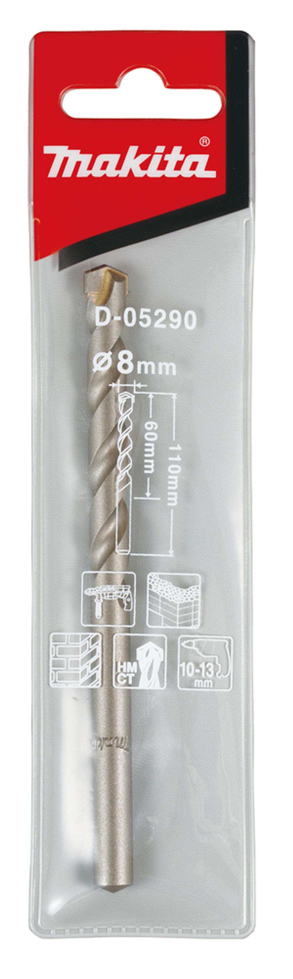 Сверло по бетону 8x60x110 Makita D-05290 Каменная кладка 8,0 х 110 мм TCT