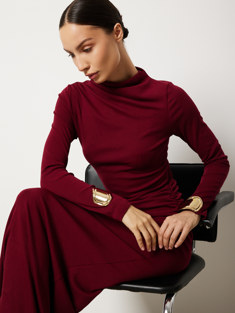 Платье вечернее праздничное длинное с драпировкой