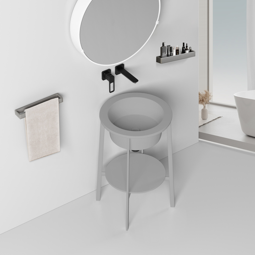 Консоль с керамической раковиной ABBER Bequem AC2130MG серый матовый