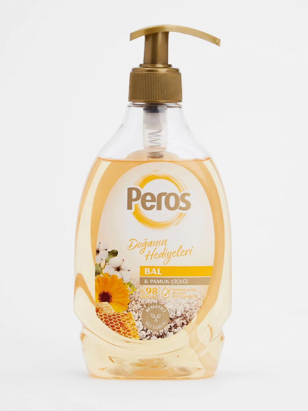 PEROS Жидкое мыло для рук с ароматом Мёд и Хлопок, 400гр