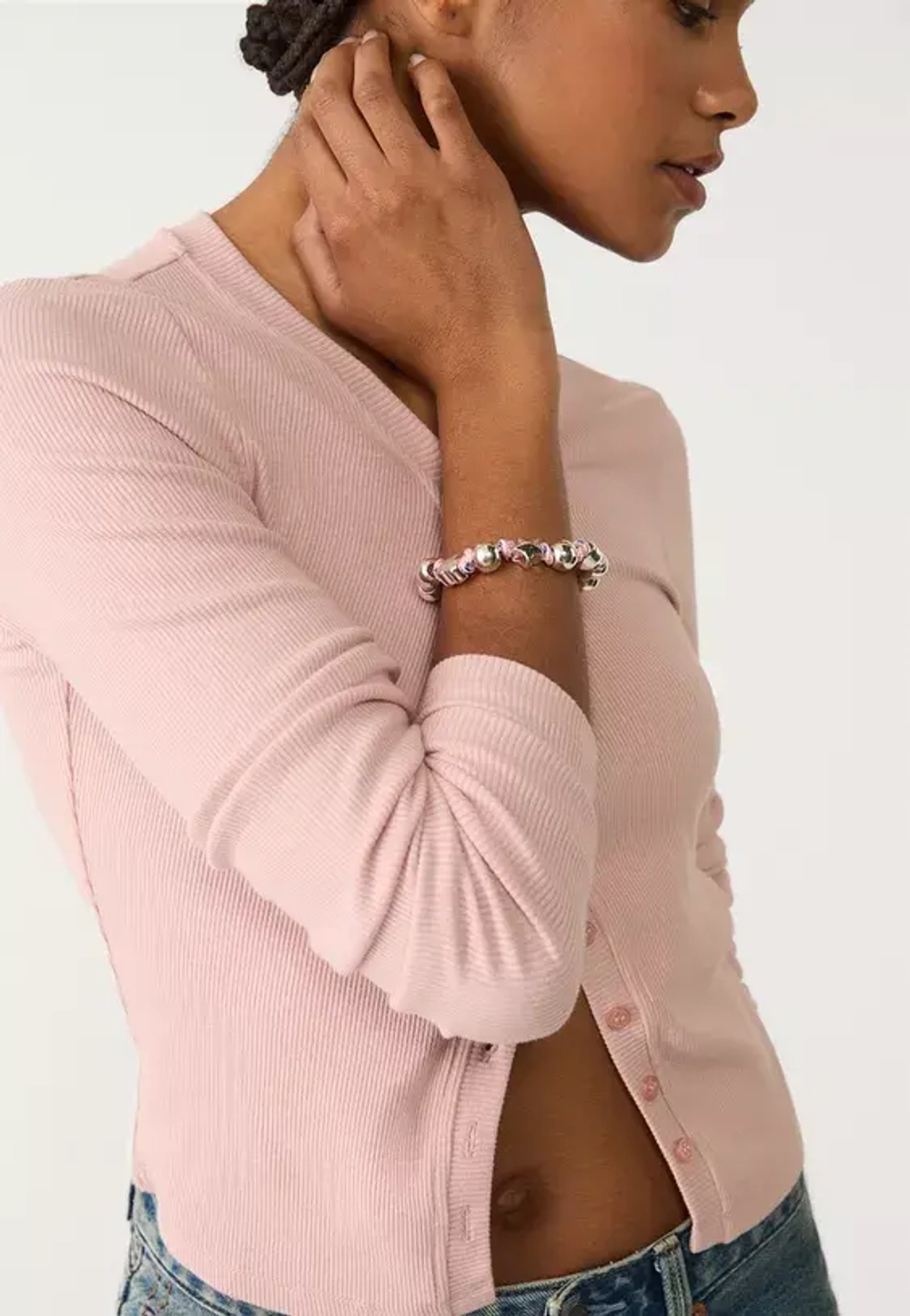 STRADIVARIUS Браслет веревочного плетения, серый