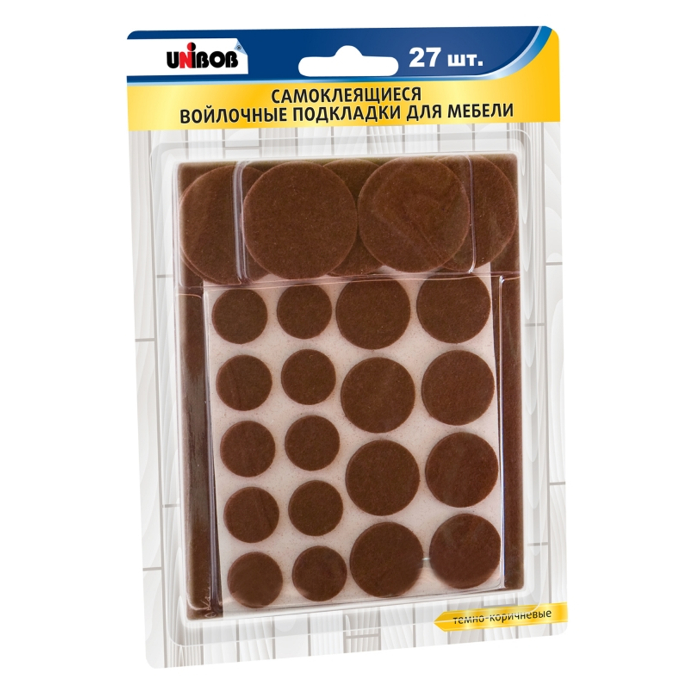 Войлочные подкладки сомоклеящиеся для мебели UNIBOB темно-коричневый