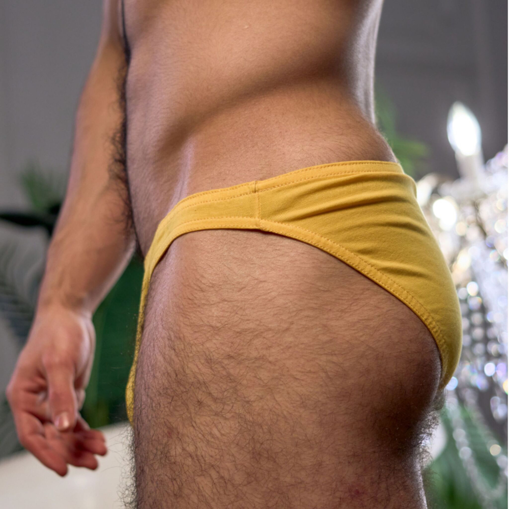 Желтые хлопковые трусы-слипы (Размер: L) (Цвет: желтый)