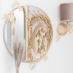 Зеркало Oliva Branch (Олива Бранч) Айвори Мраморное золото