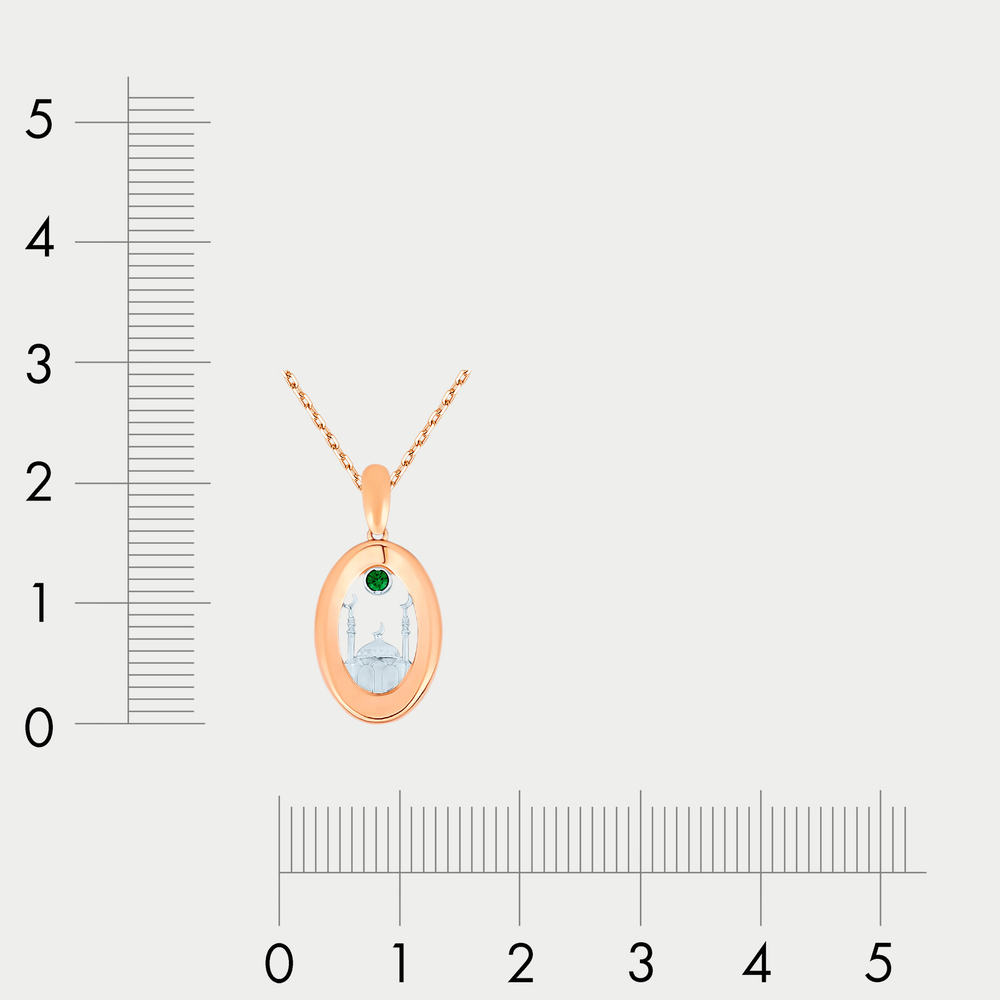 Женская мусульманская подвеска из розового золота 585 пробы с фианитом (арт. 0302724)