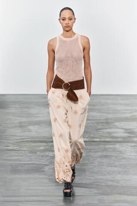 ZARA БРЮКИ С ВЫШИВКОЙ – ZW COLLECTION, ЭКРЮ