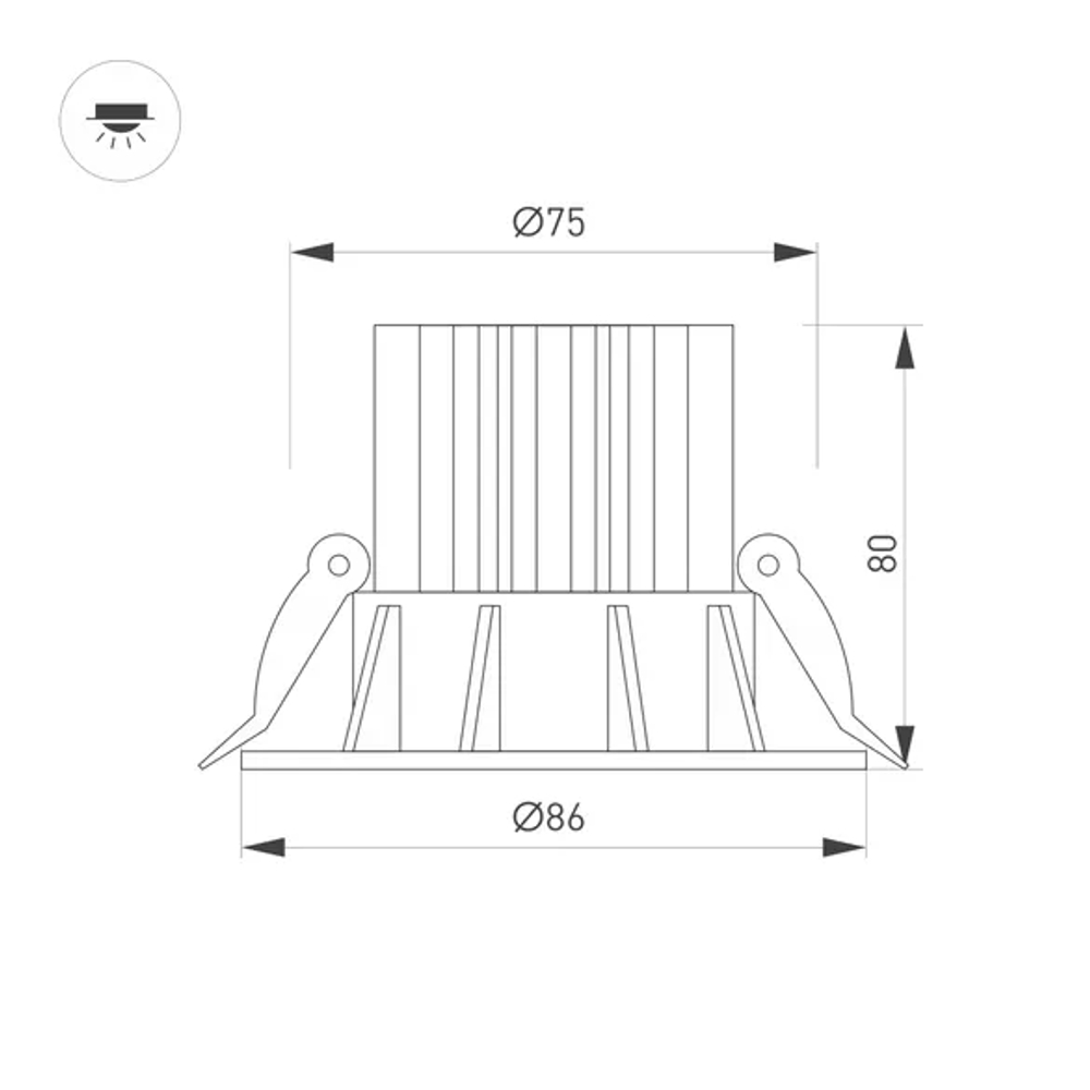 Светильник MS-ATOLL-BUILT-R86-10W Day4000 (WH, 36 deg, 230V) (Arlight, IP54 Металл, 5 лет) 039066