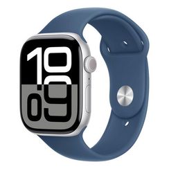 Apple Watch Series 10, 46mm, алюминий серебристого цвета, спортивный ремешок