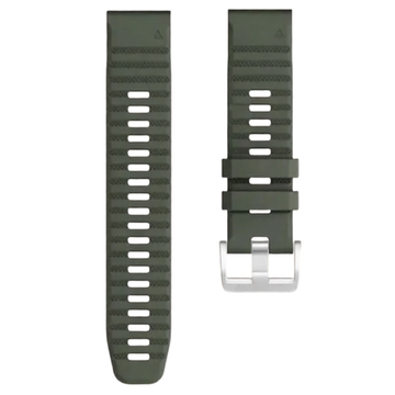 Ремешок QuickFit 22 мм. для Garmin силиконовый серебристая пряжка (Армейский зеленый)