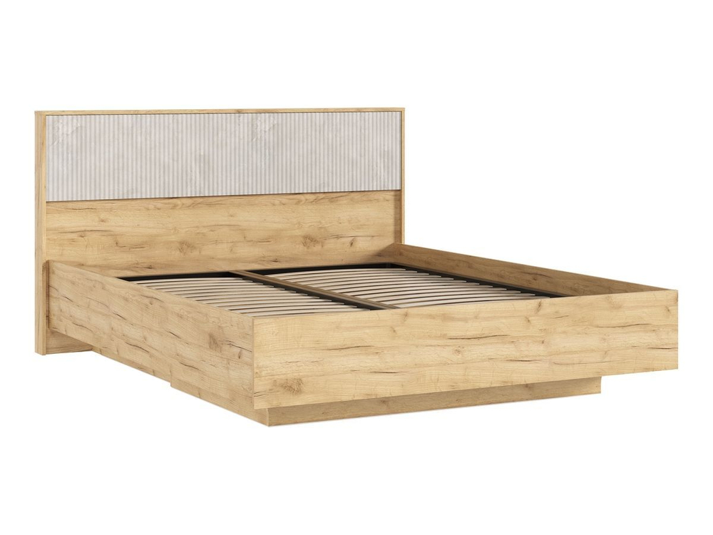 Кровать двухспальная 160х200 парящая с ортопедическим основанием Браш Графит/Дуб Крафт