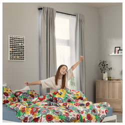 IKEA BRUKSVARA  (ИКЕА БРУКСВАРА)  -  Пододеяльник и 2 наволочки, многоцветный/цветочный рисунок, 200x200/50x60 см