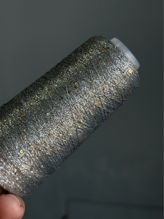 Пряжа Siyue Lurex Sequins пайтка 1,5 мм (57/серый, золото), 1800м/50гр