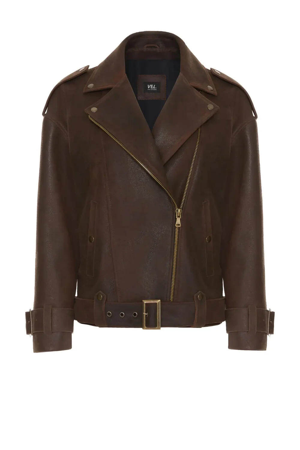 Косуха Oversize Vintage с ремешками, Коричневый