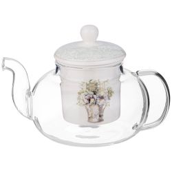 ЧАЙНИК СТЕКЛЯННЫЙ С ФАРФОРОВЫМ СИТОМ LEFARD ЛОРИАН 650 МЛ