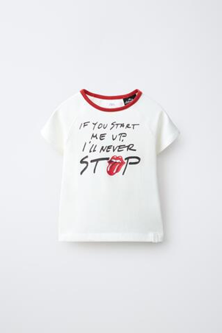 ZARA ФУТБОЛКА С ПРИНТОМ ROLLING STONES ©, БЕЛЫЙ