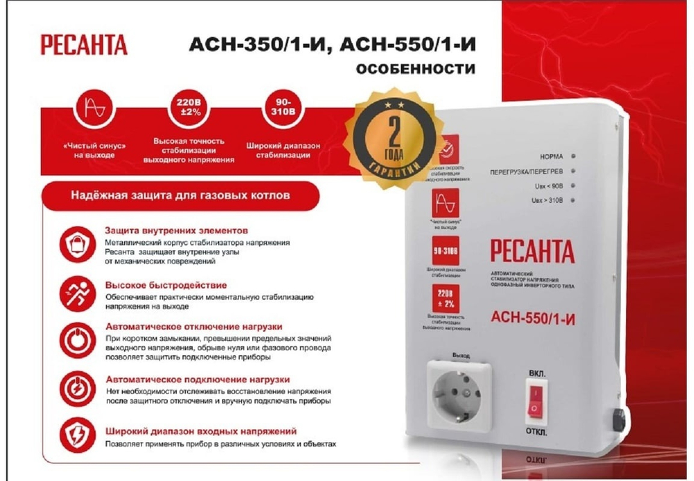 Стабилизатор напряжения Ресанта АСН-550/1-И