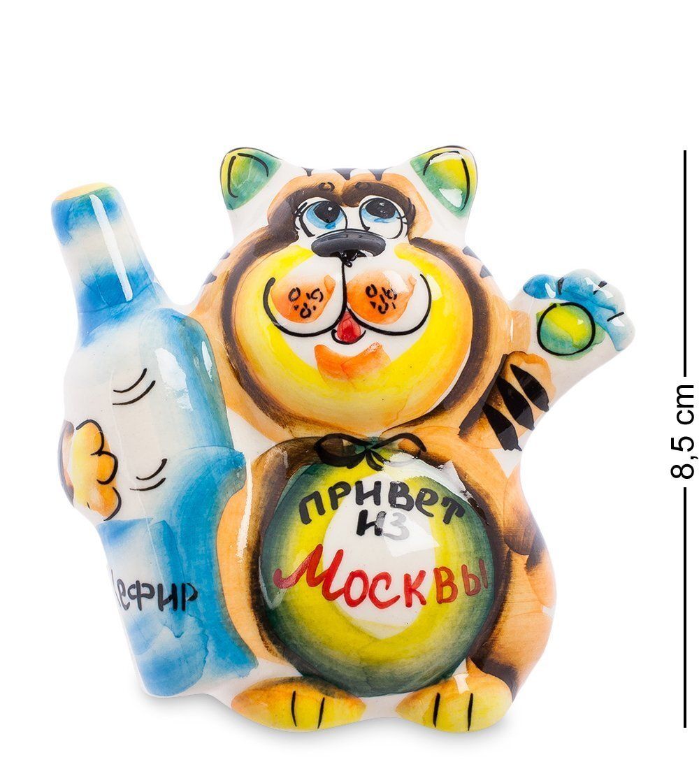 ГЛ- 360 Фигурка «Кот-Кефир» цв. (Гжельский фарфор)