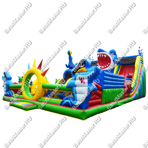 Коммерческий надувной батут "Осьминоги и акулы" 17*10*8 м B-14657