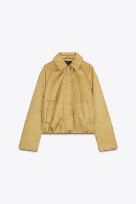 ZARA БОМБЕР ПОД ЗАМШУ, ГОРЧИЧНЫЙ